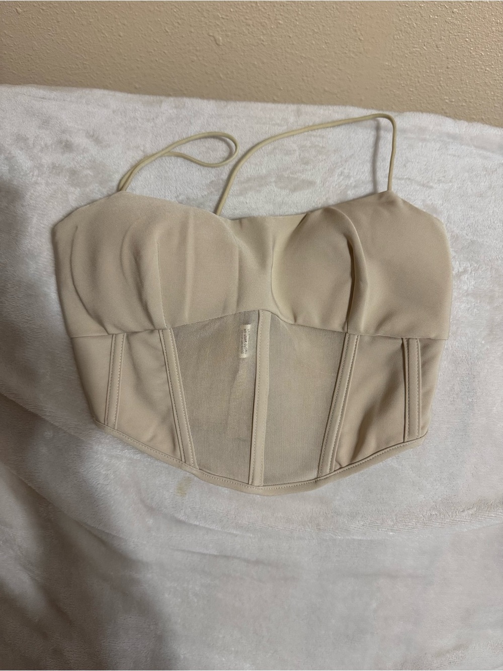 Papermoon Nude Strapless Bustier Crop Top with Removable Thin Straps